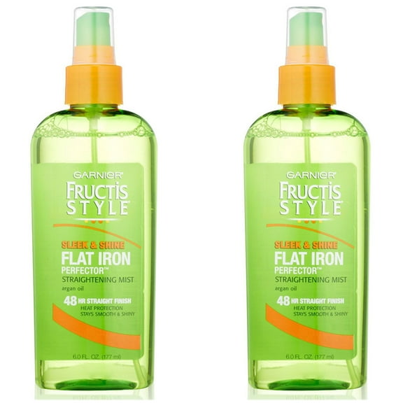 Pack of (2) Garnier Fructis Style Sleek Shine Flat Iron Perfector Straightening Mist, 6 oz