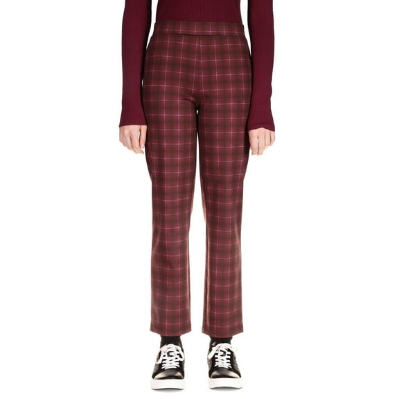 Sanctuary Women's Purple Carnaby Cotton Plaid Kick Crop Pants Size M