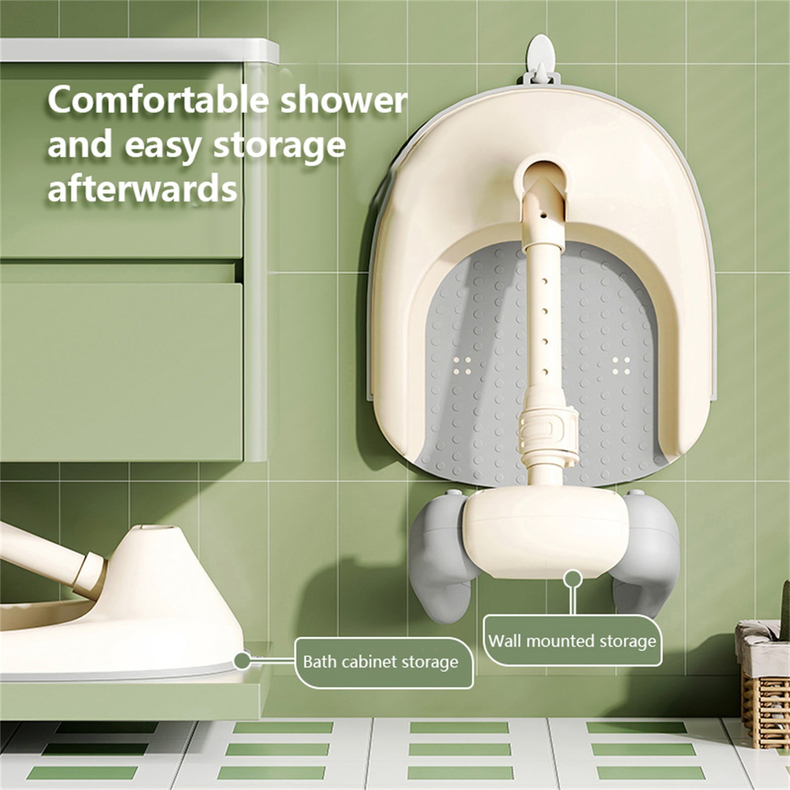 LMTODLFG Adjustable Height Baby Shower Stand with Anti-Slip Base,Bath Shower Standing Support Baby Bath Stand,Portable Bath Helper Baby,Free Mother Hands