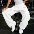 thumbnail image 4 of YODETEY Women's High Waist Drawstring Baggy Wide Leg Sweatpants,Women’s White,Size S-3XL, 4 of 8