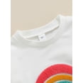 thumbnail image 5 of Little Boys Girls Spring Casual Sweatershirt Toddlers Color Matching Long Sleeve Rainbow Round Collar Tops, 5 of 8