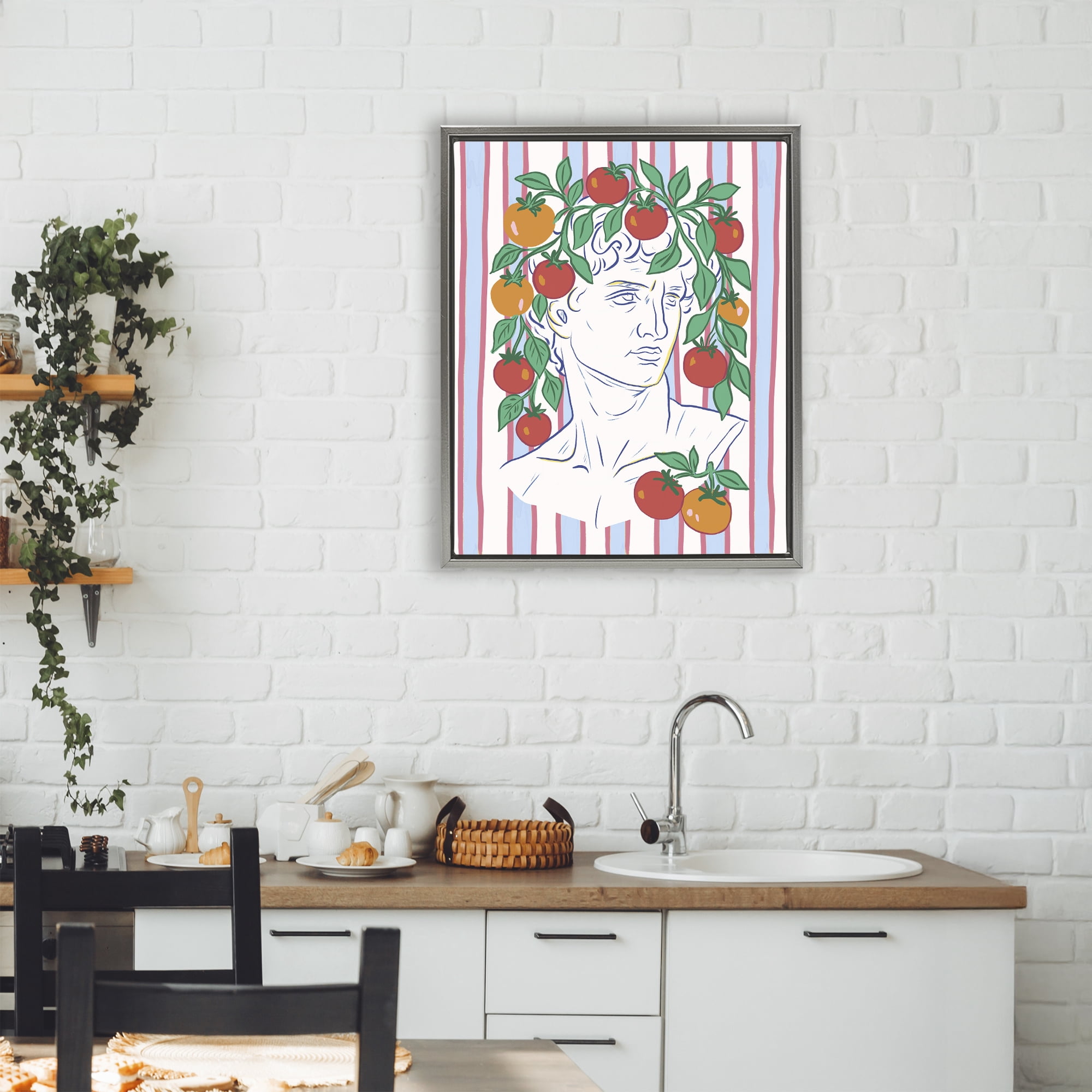 Stupell Industries La Rossa Sculpture Face Gray Framed Floater Canvas Wall Art, design by Radhika Modi
