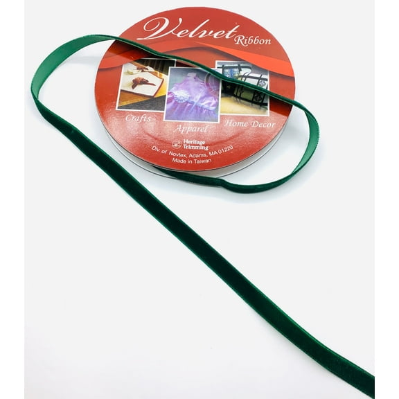 Dark Green 3/8" Velvet Ribbon
