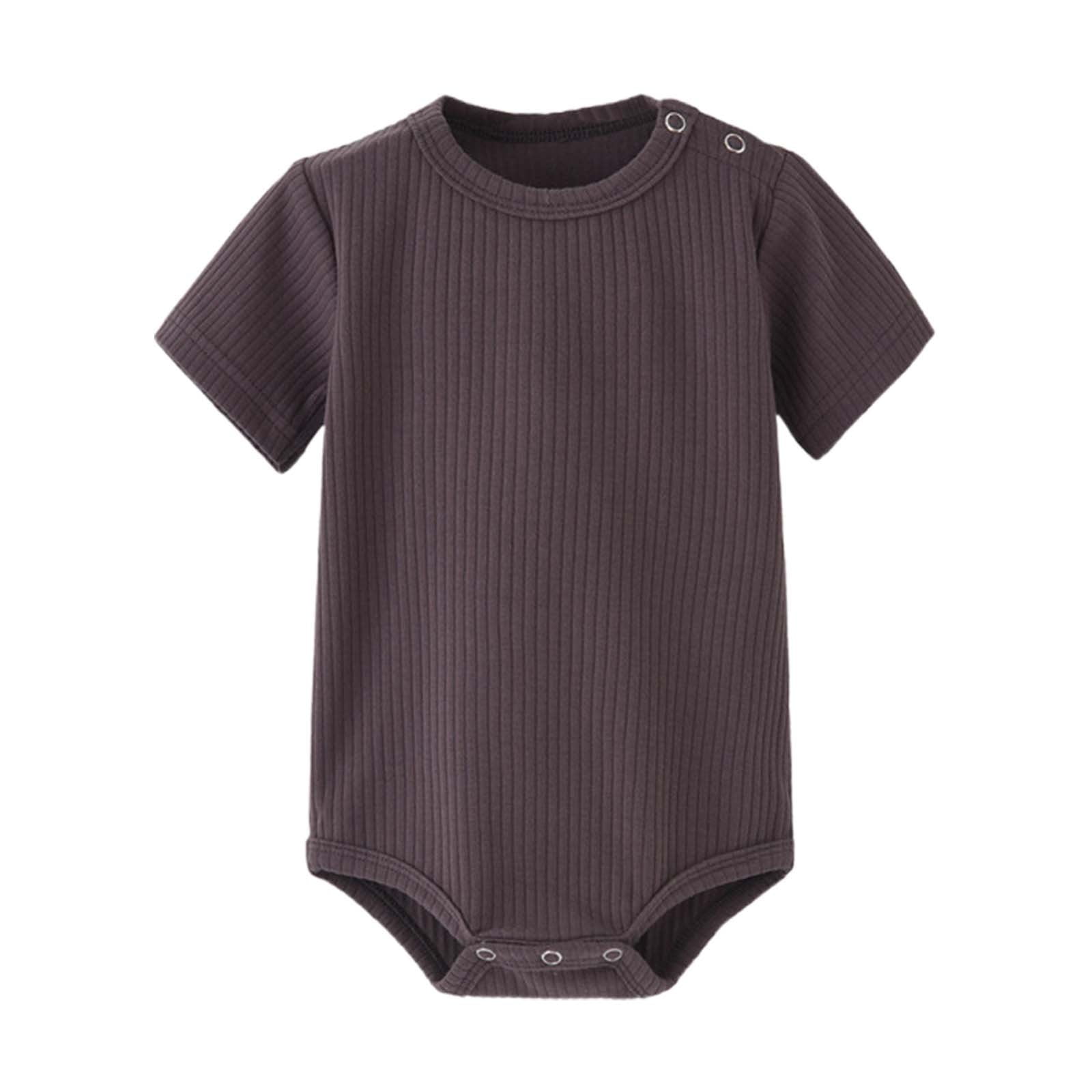 REDARER Baby Boys Ribbed Romper, Short-Sleeve Bodysuit with Round Neck, Soft Comfortable for Everyday Wear,12-18 Months