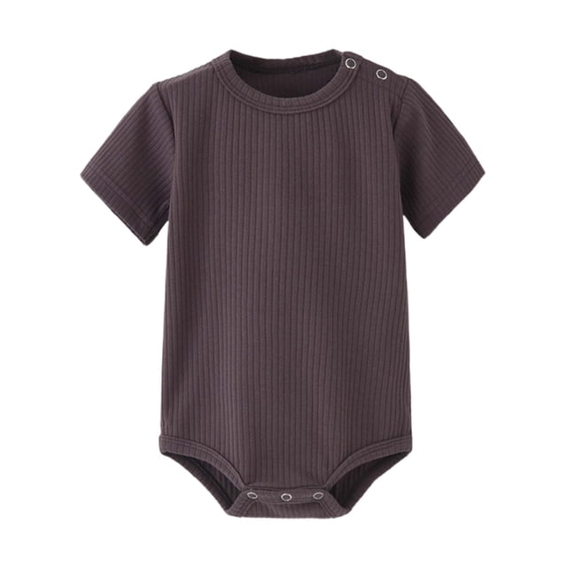 MIASHUI Barboteuse d'Été à Manches Courtes pour Bébé, Garçons Filles, Grenouillère, Tenues, Gris Foncé, 3-6 Mois