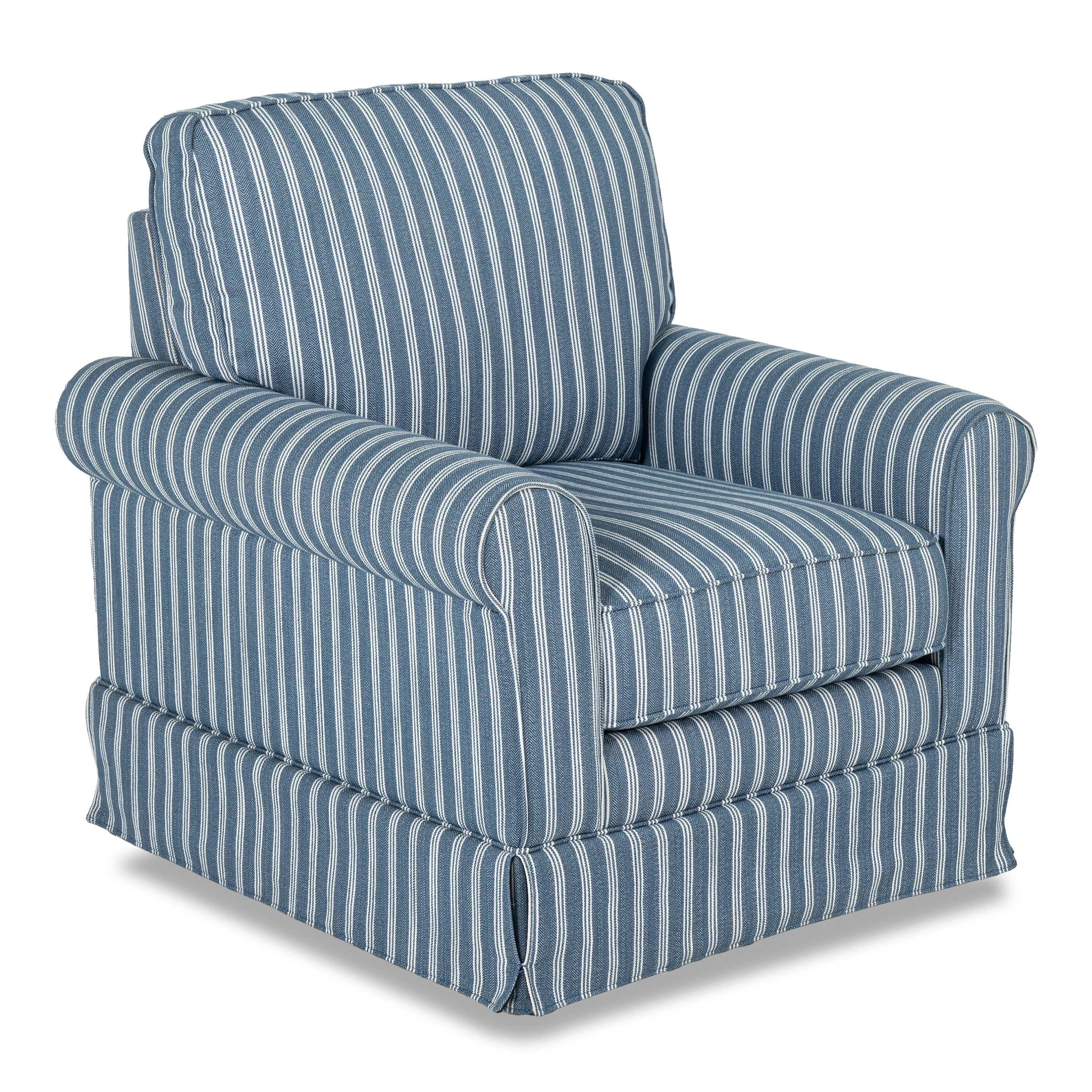 Furniture of America Cherra Modern Fabric Upholstered Skirted Swivel Accent Chair, Blue