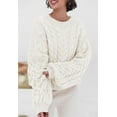 thumbnail image 3 of PRETTYGARDEN Womens Sweaters Spring 2025 Cable Knit Long Sleeve Crewneck Oversized Sweater Chunky Pullover Loose Outfits, 3 of 7