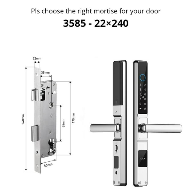 Waterproof Smart Door Lock Fingerprint APP Password RFID Card Keyless Digital Electronic Lock Aluminum/s Sliding ,Easy Installation