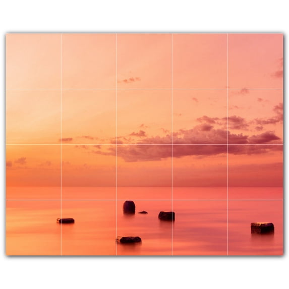 Picture-Tiles.com: Sunset Ceramic Tile Wall Mural WAL500970-54S. 21.25"W x 17"H using (20) 4.25" x 4.25" Ceramic Tiles-Satin Finish