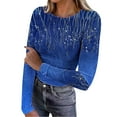 thumbnail image 2 of Ndbuld Blouses for Women Dressy Casual V Neck Womens Tops Long Sleeve Shirts for Women Blouses Blue XL, 2 of 8