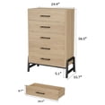 thumbnail image 2 of EastVita 5 Dresser for Bedroom 50in Tall Drawer with Large Storage Space Freestanding Wooden Closet Storage Dresser Chest for Living Room Bedroom Entryway-Natural Oak, 2 of 8