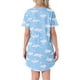 thumbnail image 3 of Camisón T-shirt de mujer Inspire Chic, vestido de pijama, colorido, a rayas, con mangas cortas, bata de noche, M Nube Luna, 3 of 6