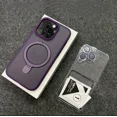 thumbnail image 1 of Metal Ring Stand Matte Magnetic Case for Magsafe IPhone 15 14 13 12 16 Pro Max Plus 15Pro i15 with Lens Protector Mac Safe Cover purple For iPhone 14 Plus, 1 of 6