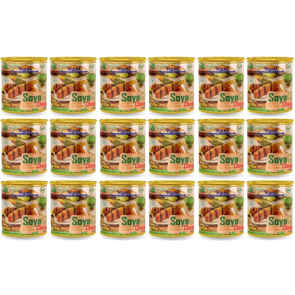 Rani Soya Chaap (Plant Based Protein) 30oz (1.875lbs) 850g, Pack of 18 ~ Easy Open Lid | All Natural | Vegan | No Colors | NON-GMO | Kosher | Indian Origin | Soy Based Meat Substitute