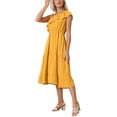 thumbnail image 4 of INSPIRAR CHIC Vestido de Verano de Una Sola Manga con Volantes y Fruncidos Casual en Línea A XS Amarillo, 4 of 6