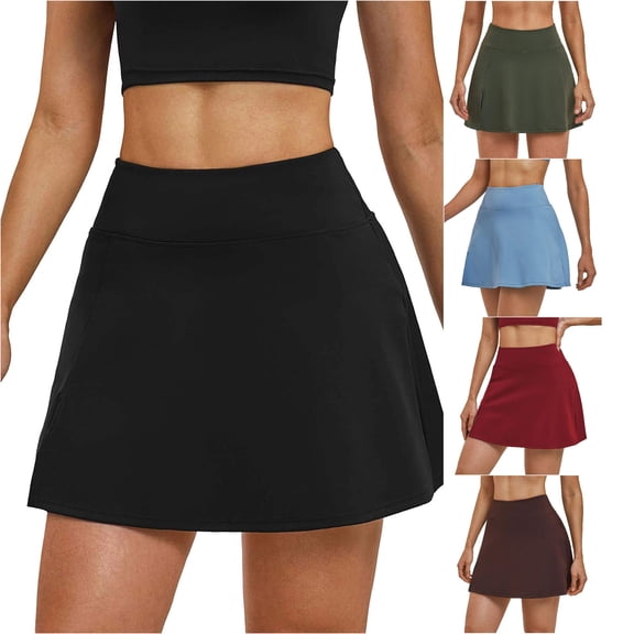 xfsWaSs Women's Tennis Skirt with Built-In Shorts High Waist 4-Way-Stretch Running Tennis Skirts Lightweight Slim Fit Athletic Golf Skorts