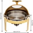 thumbnail image 6 of Roll Top Chafing Dish for Buffet, 6L/6.34Qt Stainless Steel Round Chafer, Food Warmer with Fuel Holder for Party Wedding Banquet Event(Gold), 6 of 18