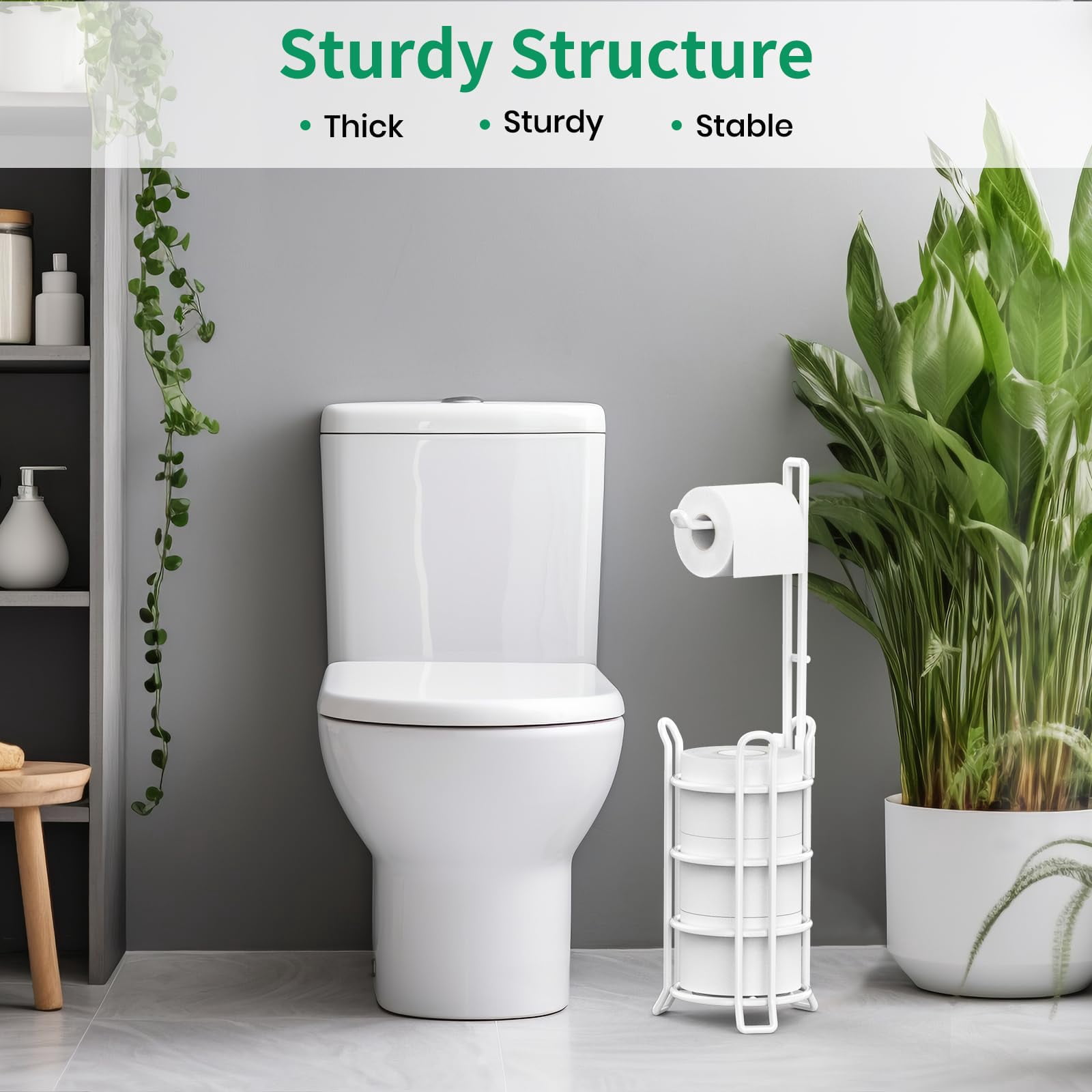 Toilet Paper Holder Toilet Paper Stand and Dispenser for 3 Spare Rolls Metal Wire Free-Standing Toilet Tissue Paper Roll Storage Shelf Bathroom Accessories Storage Organizer Black