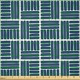 thumbnail image 2 of Ambesonne Navy Blue Fabric by the Yard Microfiber, Stripes in Squares, 1 Yard, Night Blue and White, 2 of 2