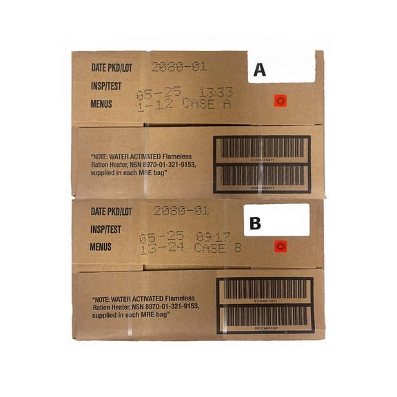 AMMO CAN MAN Meals Ready to Eat, 2025 Inspection Date or Better, Emergency Food Supply, Survival Camping Outdoor Meals 12 Pack (A & B Case Bundle, 2, Count)