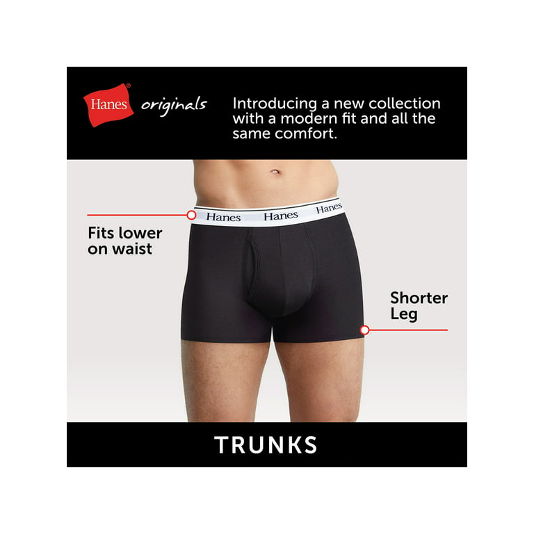 Hanes Originals Men’s Underwear Trunks, Moisture-Wicking Stretch Cotton,  6-Pack