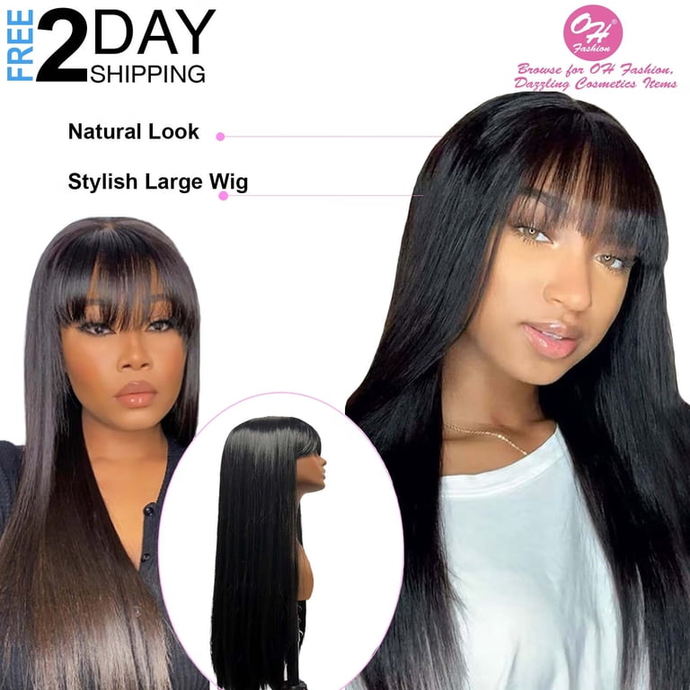 DOPI Fashion Women Long Straight Black Wig with Bangs, 27  display picture 2