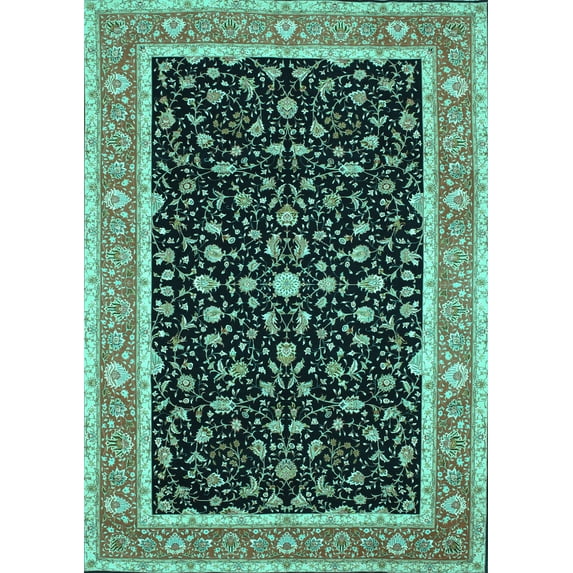 Ahgly Company Indoor Rectangle Persian Turquoise Blue Traditional Area Rugs, 7' x 10'