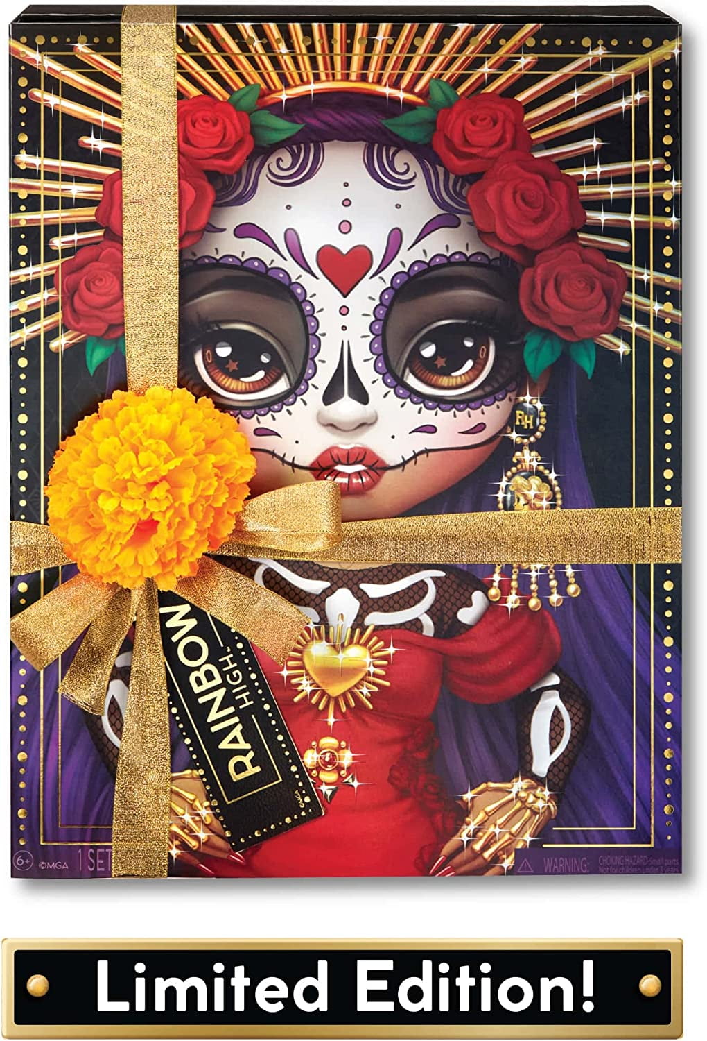 Rainbow High 2022 Celebration Edition Día De Los Muertos Maria Garcia Fashion Collector Doll 11 in. Celebratory Face Painting & Calavera Purse. Light Up Display & Premium Accessories. Great Gift