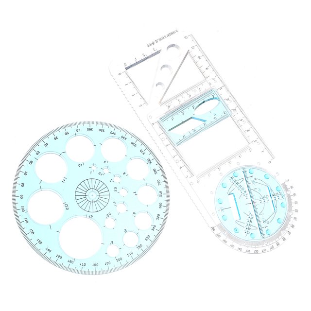 AURARMLET 2Ud Herramienta Para Dibujo Con Plantillas Geométricas Plástica Multicolor Para Ingeniería