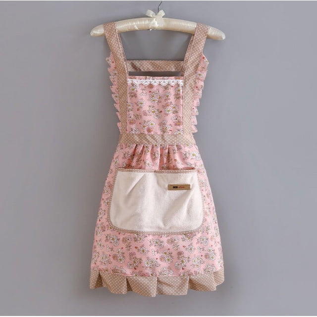 Delantal de lona con diseño floral para limpiarse las manos, estilo princesa, cintura transpirable, estilo pastoral, lindo, para adultos, ropa de trabajo de verano, estilo occidental, mono