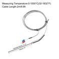 thumbnail image 2 of Sensor de temperatura de termopar tipo K, sonda de 1/8"x4" con cable de 6.6 pies, 0 a 1000°C (32 a 1832°F), acero inoxidable, 2 of 5