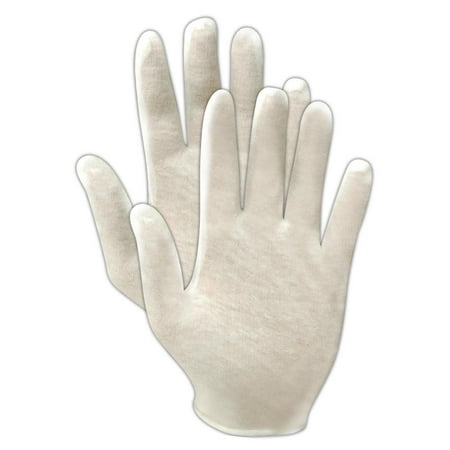 Magid TouchMaster Lisle Cotton White Womens Inspection Gloves, 12 Pairs