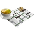 thumbnail image 2 of Placemats for Dinning Table Set of 4 Waterproof Cloth Table Mats, Cotton Linen Place Mats Fabric Dinner Mat, Middle Century Green Geometric, Table Decor Easy Clean Machine Washable, 2 of 6