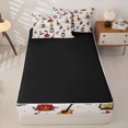 thumbnail image 3 of catabedysis Retro Camping Zipper Full Size Comforter Sets with Fitted Sheet and 2 Pillowcases,Campfire Guitar Print Zipper Bedding Set For Boys,Beige Black,Black Reversible,4-Piece, 3 of 7