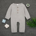 thumbnail image 1 of ITFABS Baby Romper,Solid Color Ribbed Button-Down Long Sleeve Round Neck Romper, 1 of 5