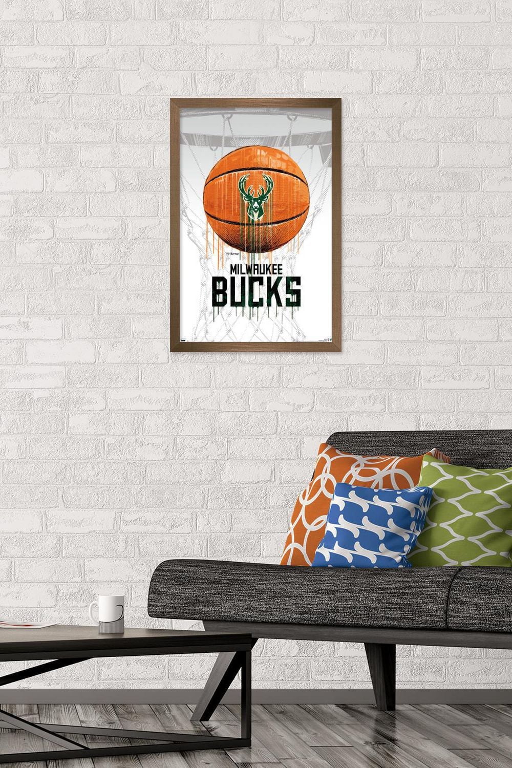 NBA Milwaukee Bucks - Drip Ball 20 Wall Poster, 22.375" x 34" Framed