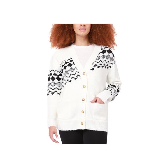 Petite Geo-Print Cardigan Sweater Fairisle Stripe PS