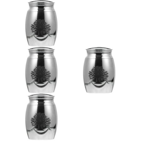 4 Pcs Simple Pet Funeral Urn Dog Urns Cremation Jewelry Dad Silver