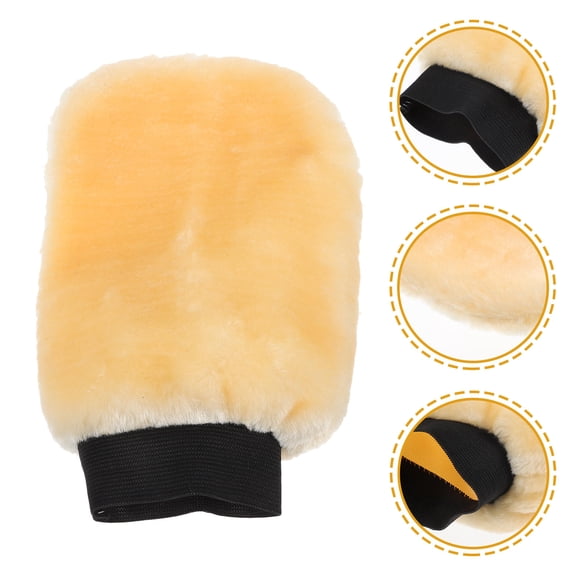KALLORY  Car Wash Mittens Plush Mitts Vehicle Washing Gloves for Beige