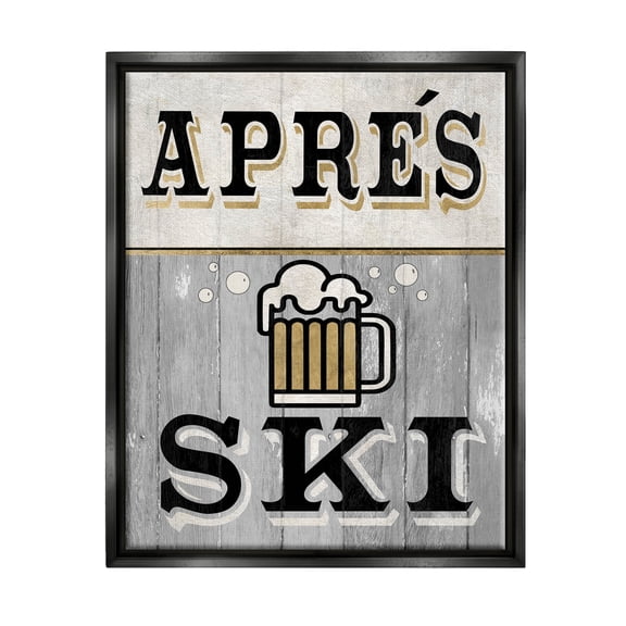Stupell Industries Apres Ski Beer Brew Graphic Art Jet Black Floating Framed Canvas Print Wall Art, Design by Livi Finn