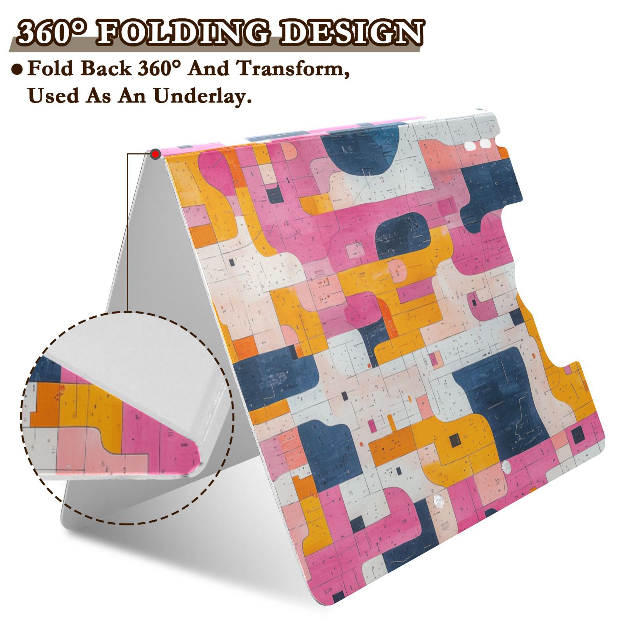 FORMRS A4 Clipboard Folder with Pen Holder Horizontal Foldable School Office Binder, Art Geometric