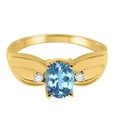 thumbnail image 5 of Mauli Jewels Rings for Women 0.9 Carat Oval Blue Topaz and Diamond Ring 4-Prong 10K Yellow Gold, 5 of 6