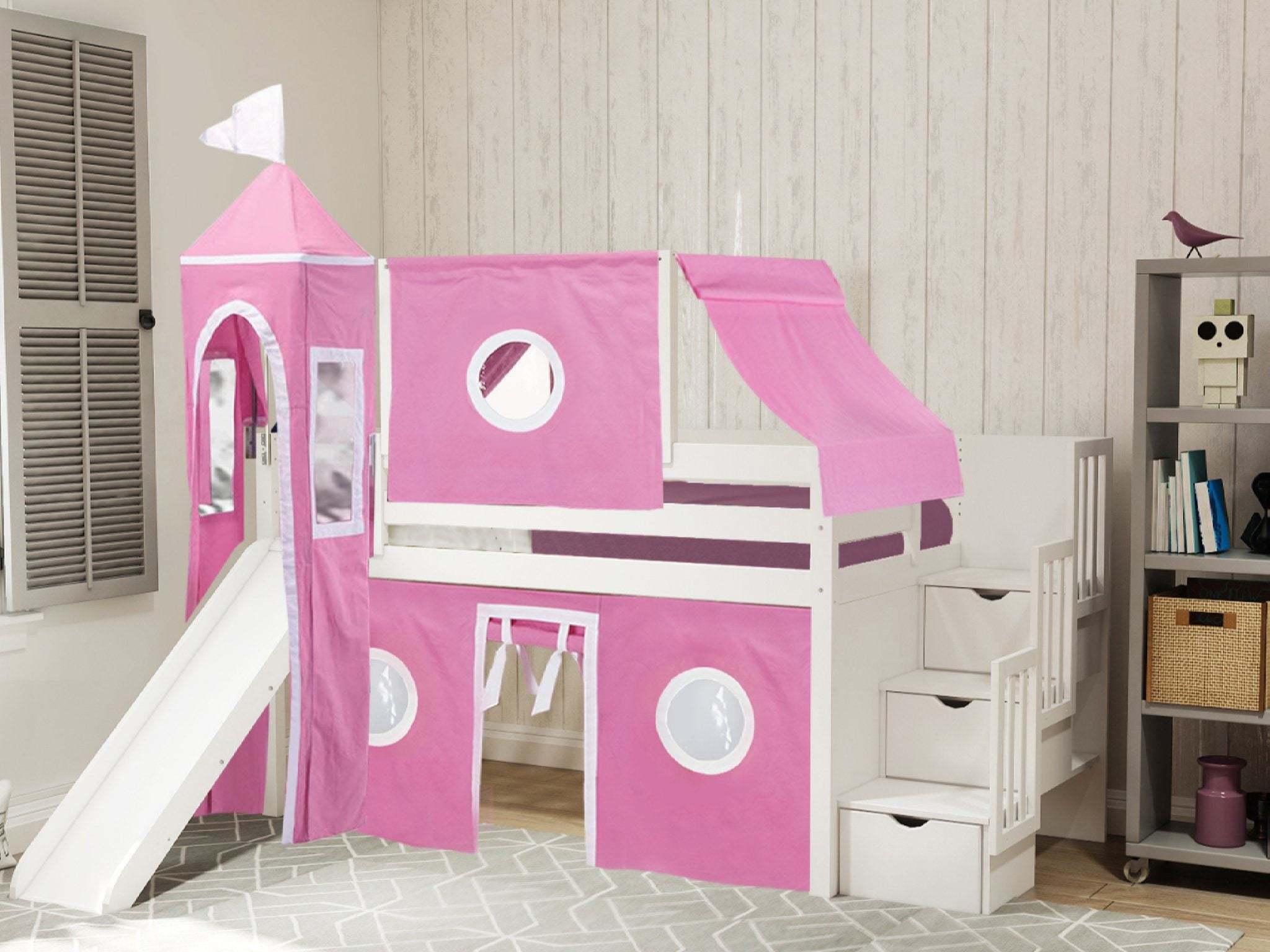 pink loft bed