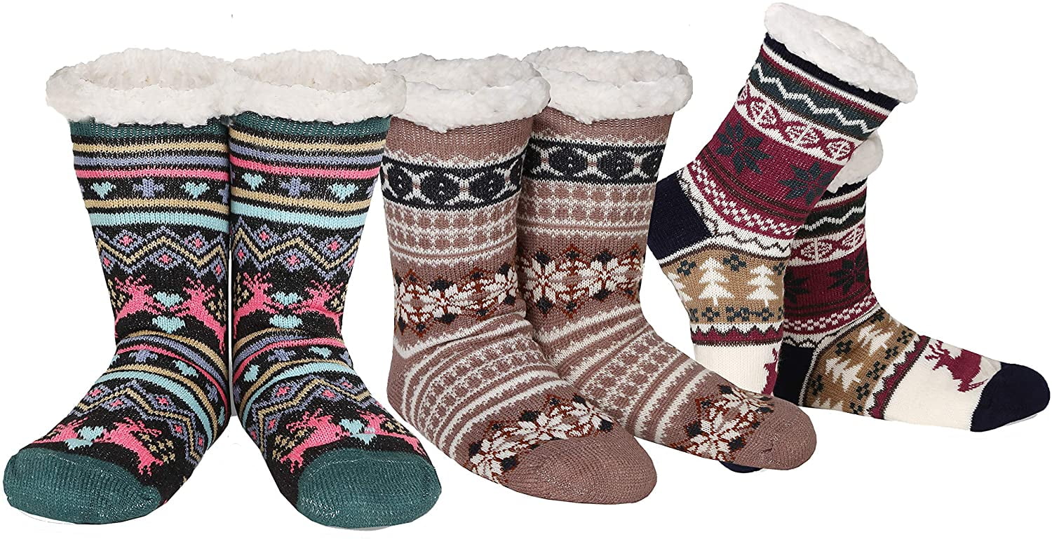 Details about   Winter Women Thermal Sherpa Socks Thick Cozy Fuzzy Fleece-lined Slipper Bed Sock 