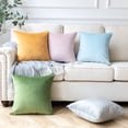 thumbnail image 3 of Phantoscope Soft Silky Velvet Series Square Decorative Throw Pillow Cusion for Couch, 18" x 18", Pink, 1 Pack, 3 of 7