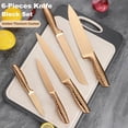 thumbnail image 2 of Kitchen Knife Set, 6-Pieces Rose Gold Titanium Coated Knife Block Set with Wood Magnetic Knife Block, Non-stick & Non-slip Stainless Steel Sharp Chef Knife Set, Knives Set for Home Kitchen, 2 of 7