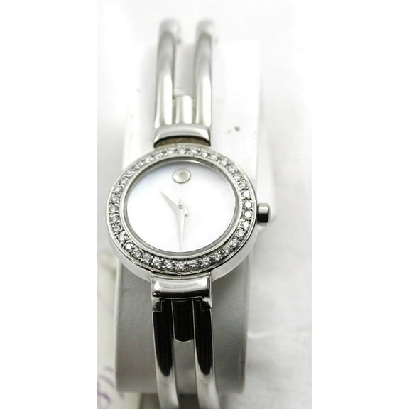 Movado Classic Bangle Sapphire Crystal Mother of pearl dial diamond bezel Stainless-steel Women's Watch