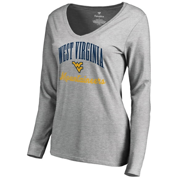Women's Ash West Virginia Mountaineers Victory Script Long Sleeve T-Shirt