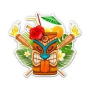 Tiki Tropical Vacation Drink Torches - 3" Vinyl Sticker - For Car Laptop I-Pad Phone Helmet Hard Hat - Waterproof Decal