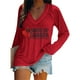 thumbnail image 1 of MHFRRA Camiseta de Manga Larga con Cuello En V y Estampado de La Bandera de Canadá para Mujer Rojo, 1 of 3